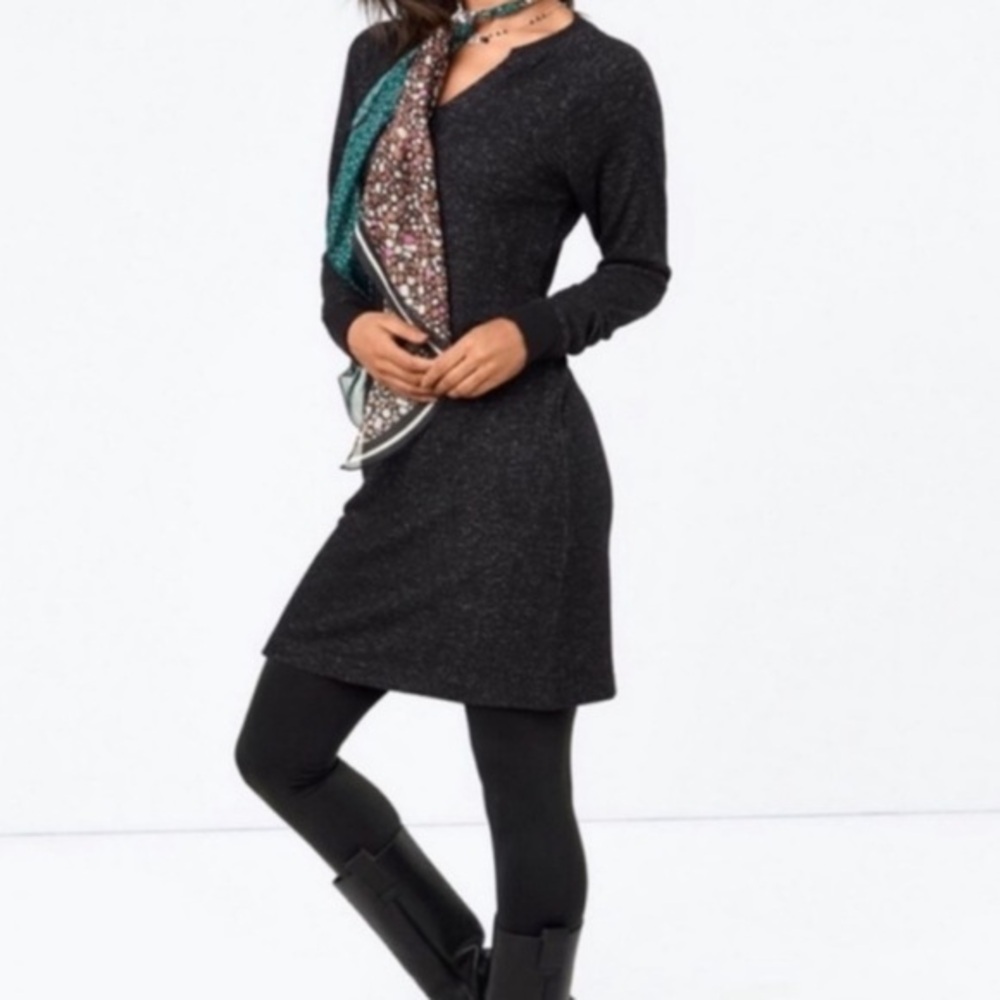 Cabi HEATHERED black PJ sweater dress Medium